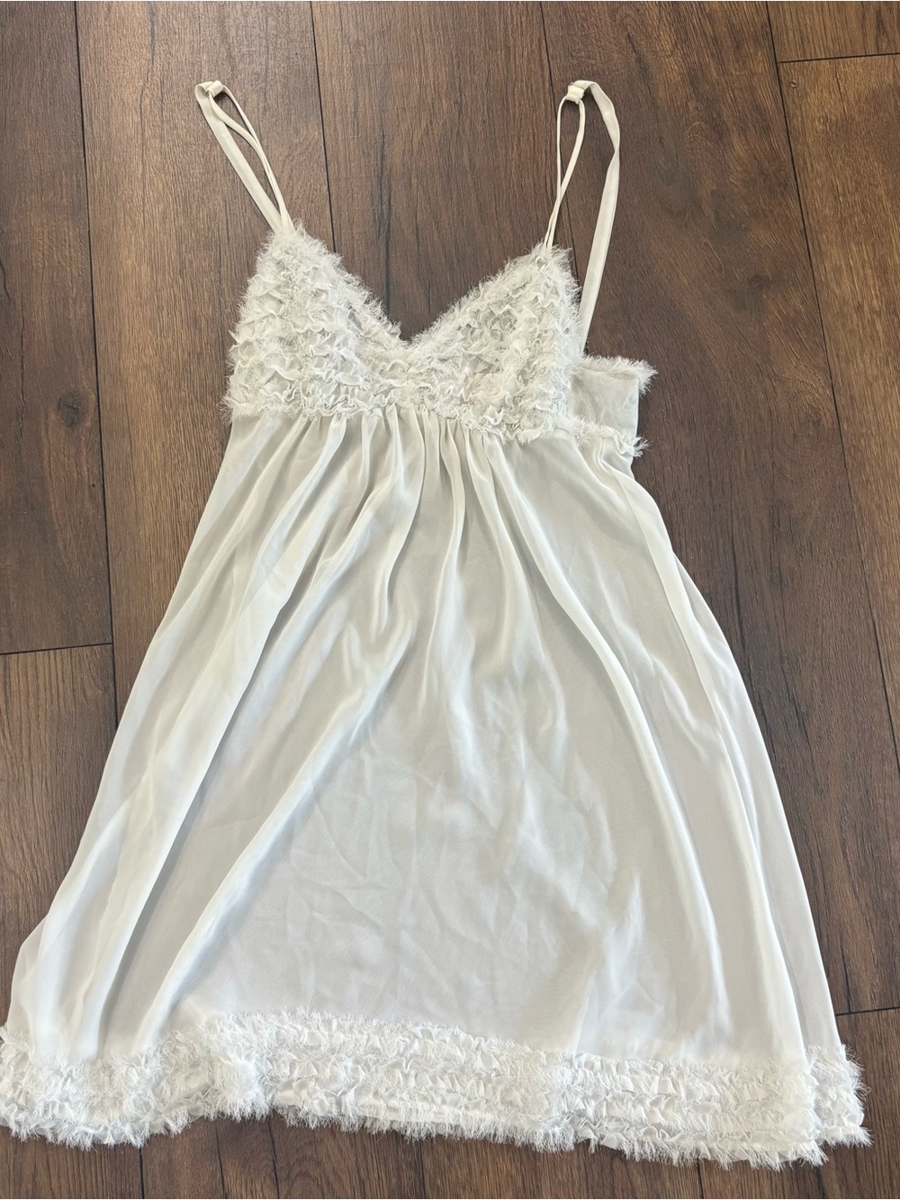Oscar De La Renta Pink Label White Sheer Chemise Babydoll Slip, Size Small